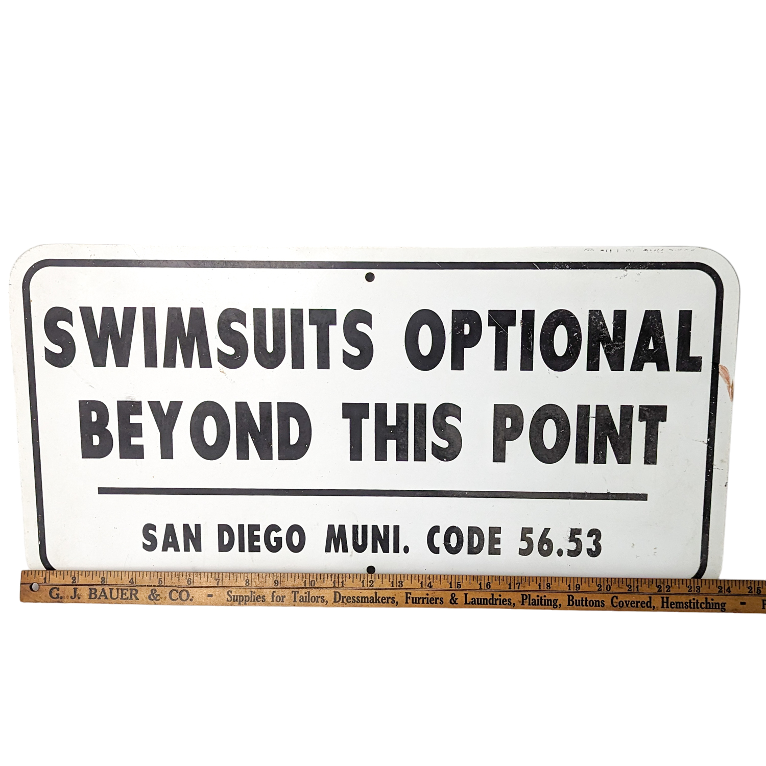 Vintage Swimsuits Optional Nude Beach Sign