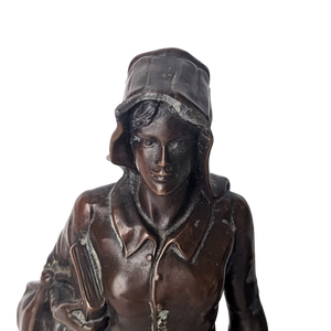 Antique Jenning Bros Bronze Pioneer Woman Statue