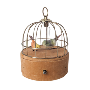 Vintage Mechanical Bird in Birdcage Musical Jewelry Box