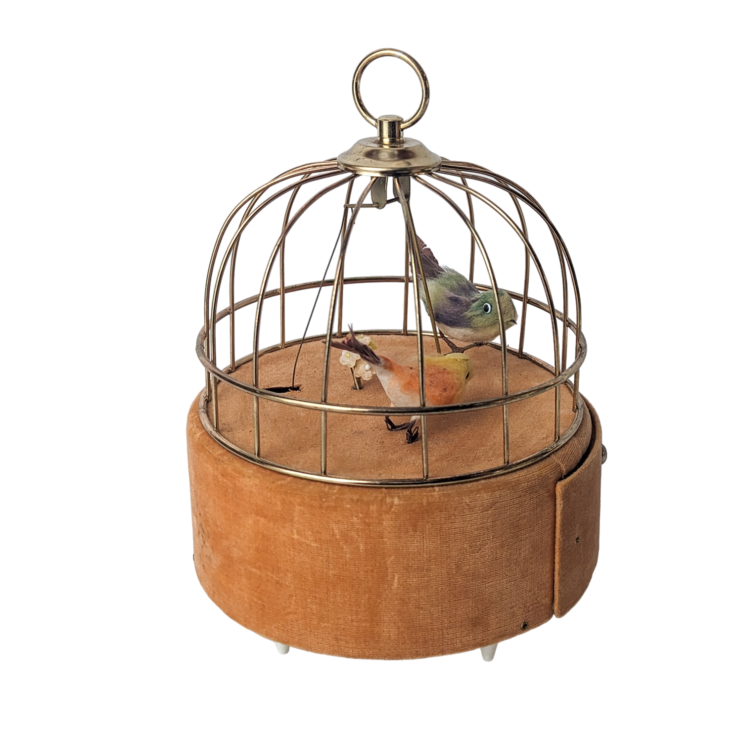 Vintage Mechanical Bird in Birdcage Musical Jewelry Box