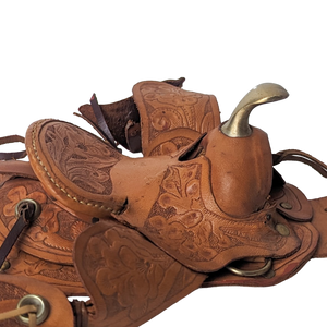 Vintage Handcrafted Miniature Leather Saddle