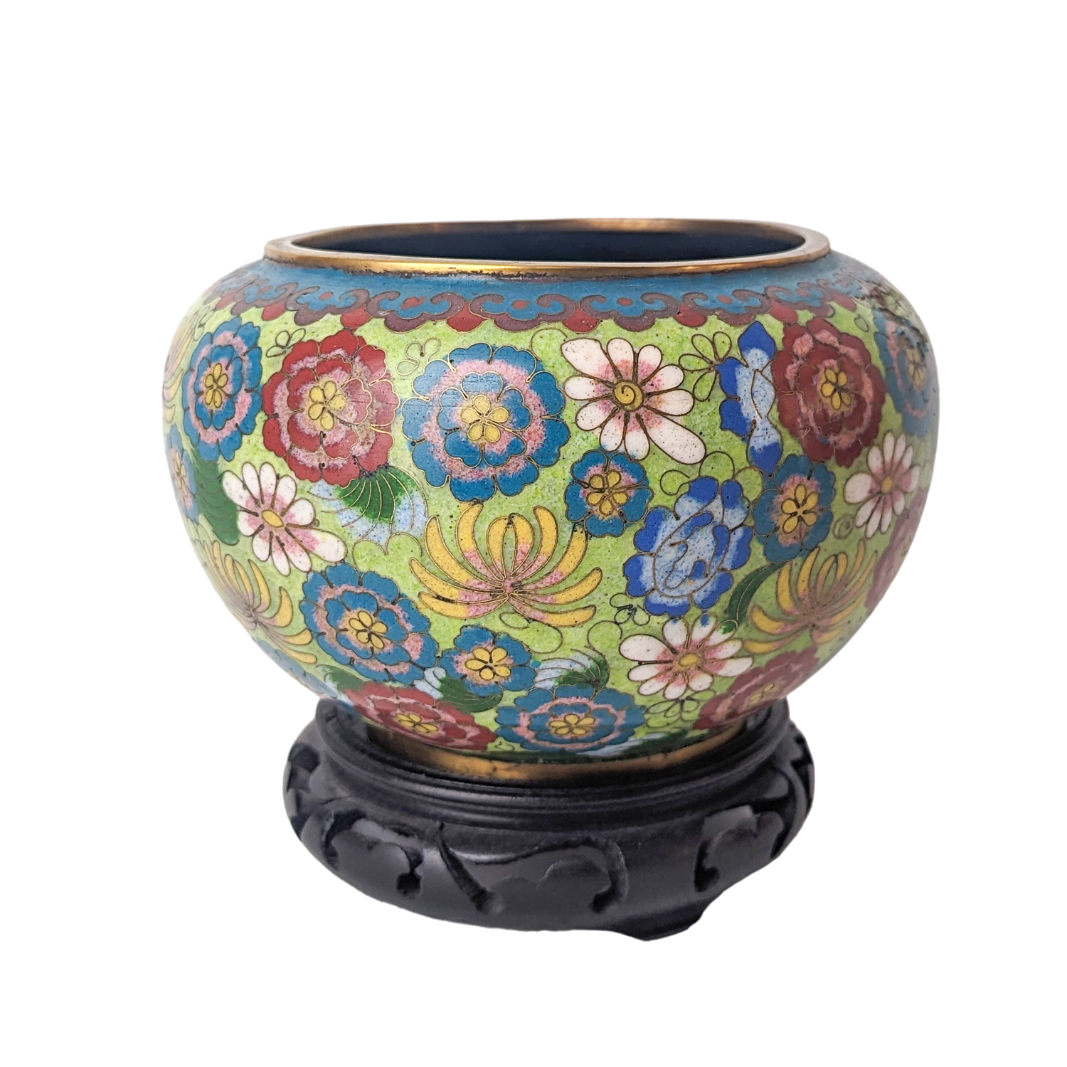 Antique Chinese Cloisonne Lotus Vase