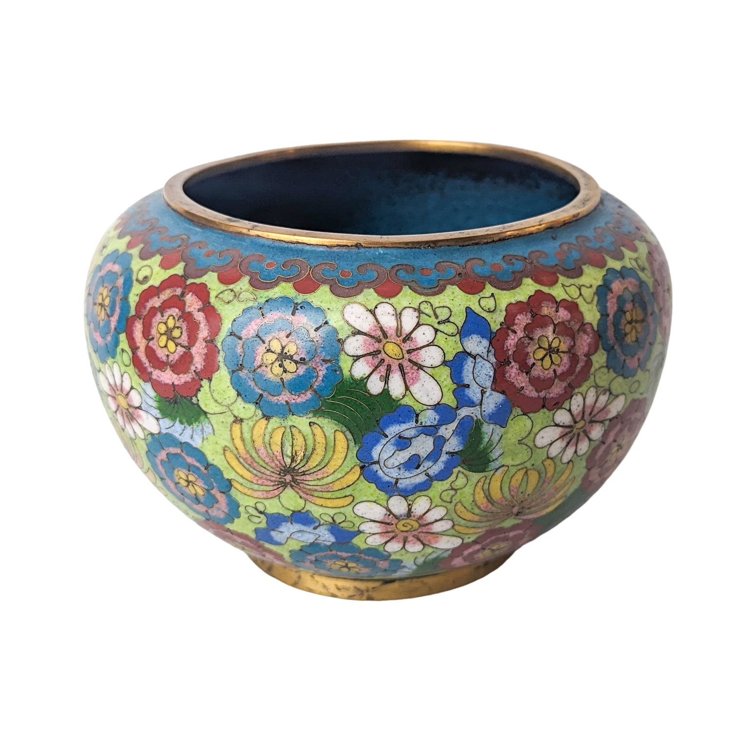 Antique Chinese Cloisonne Lotus Vase