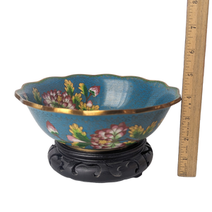 Antique Chinese Cloisonne Large Fluted Bowl