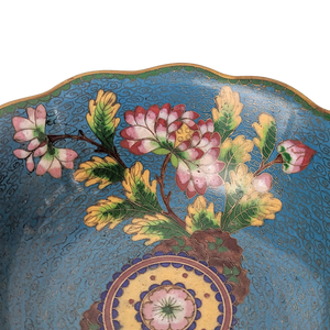 Antique Chinese Cloisonne Large Fluted Bowl