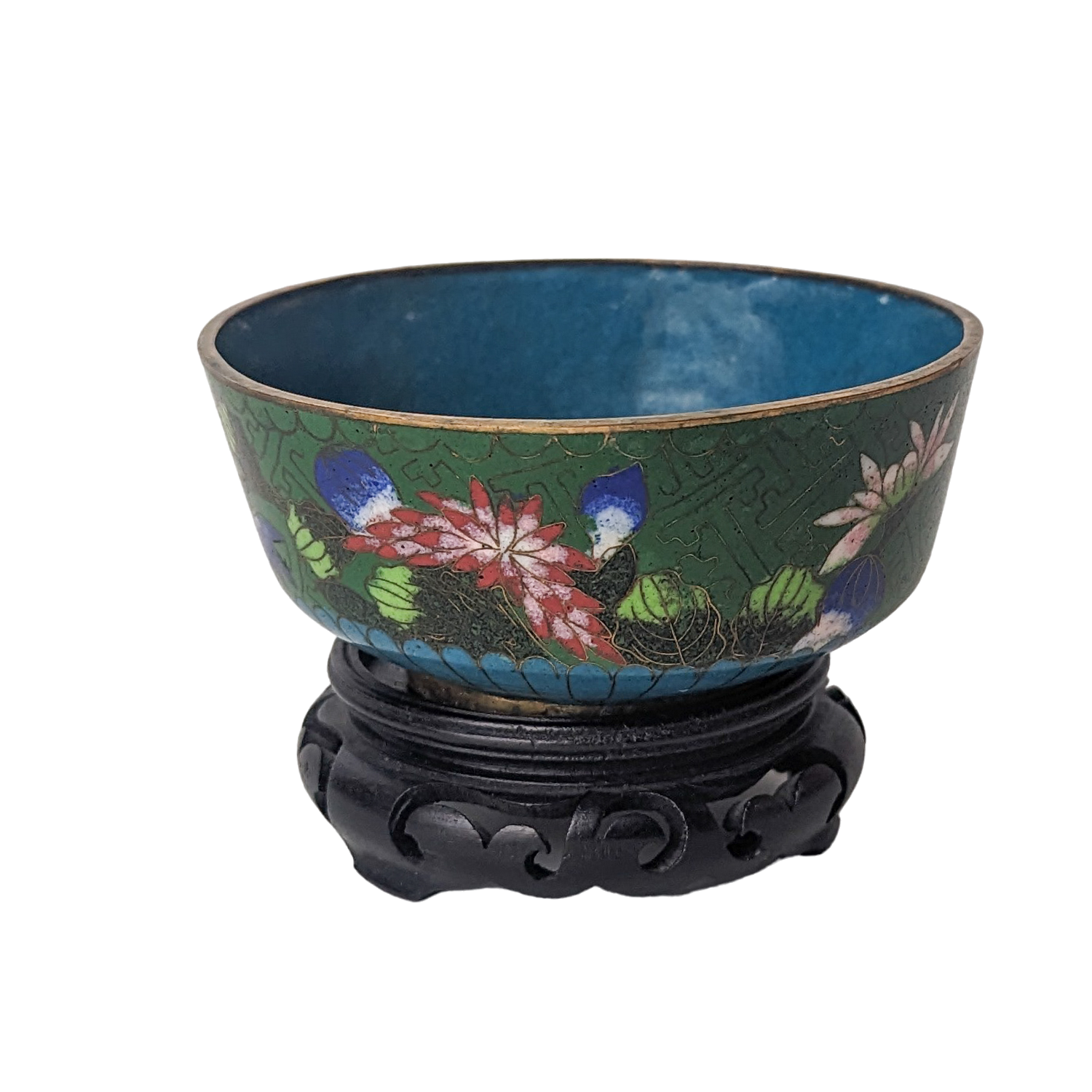 Antique Chinese Cloisonne Small Floral Bowl