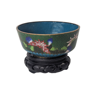 Antique Chinese Cloisonne Small Floral Bowl