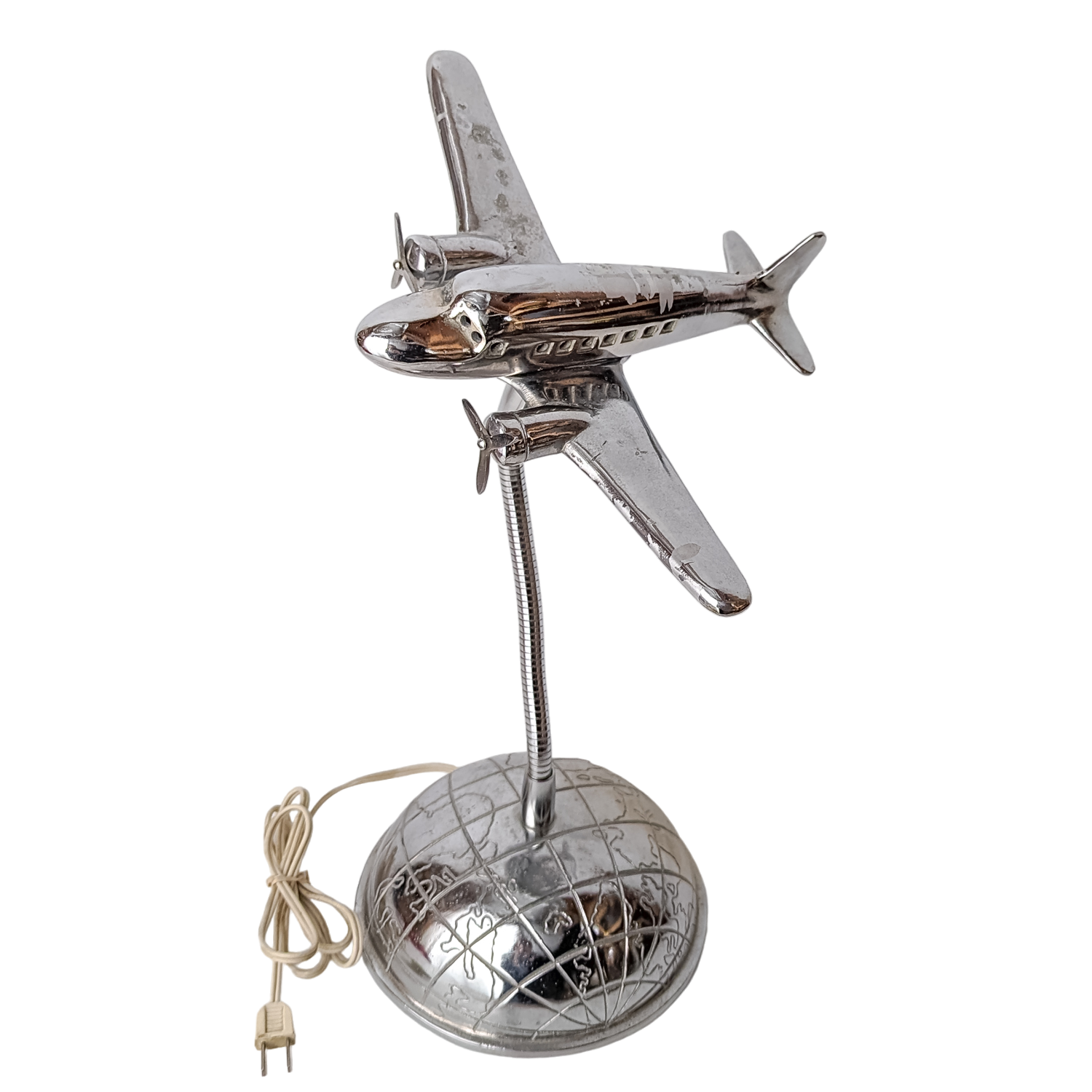 Vintage Chrome DC2 Airplane Gooseneck Lamp