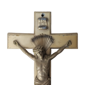 Vintage Cast Metal Casket Crucifix by Parsons