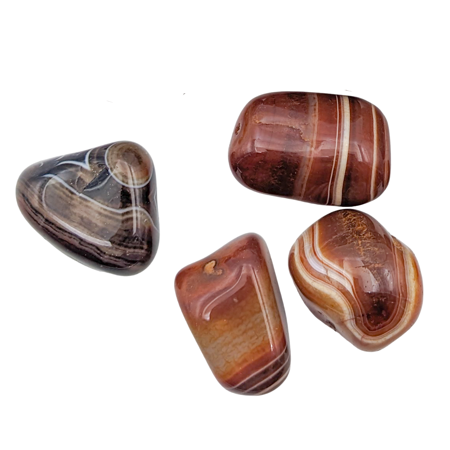 Red Banded Agate Palm Stone