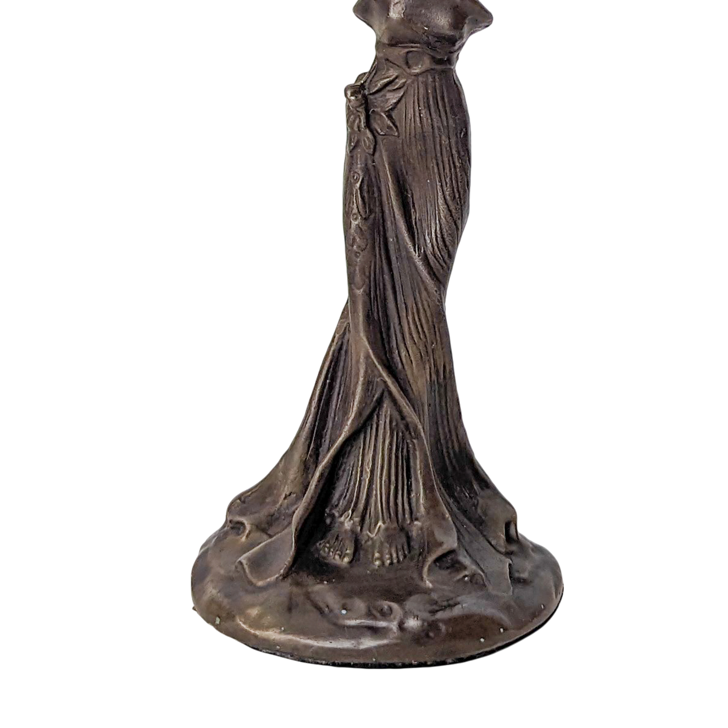 Art Nouveau Solid Bronze Nymph Candlestick Holder