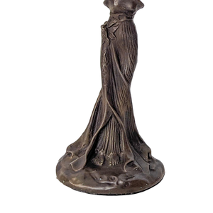 Art Nouveau Solid Bronze Nymph Candlestick Holder