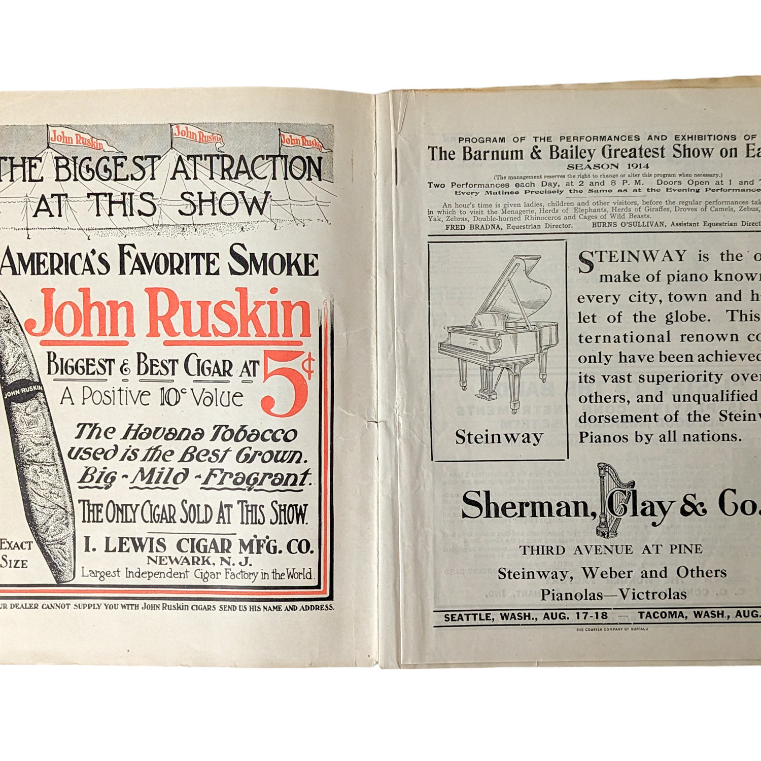 Antique Barnum & Bailey Circus Program from 1914
