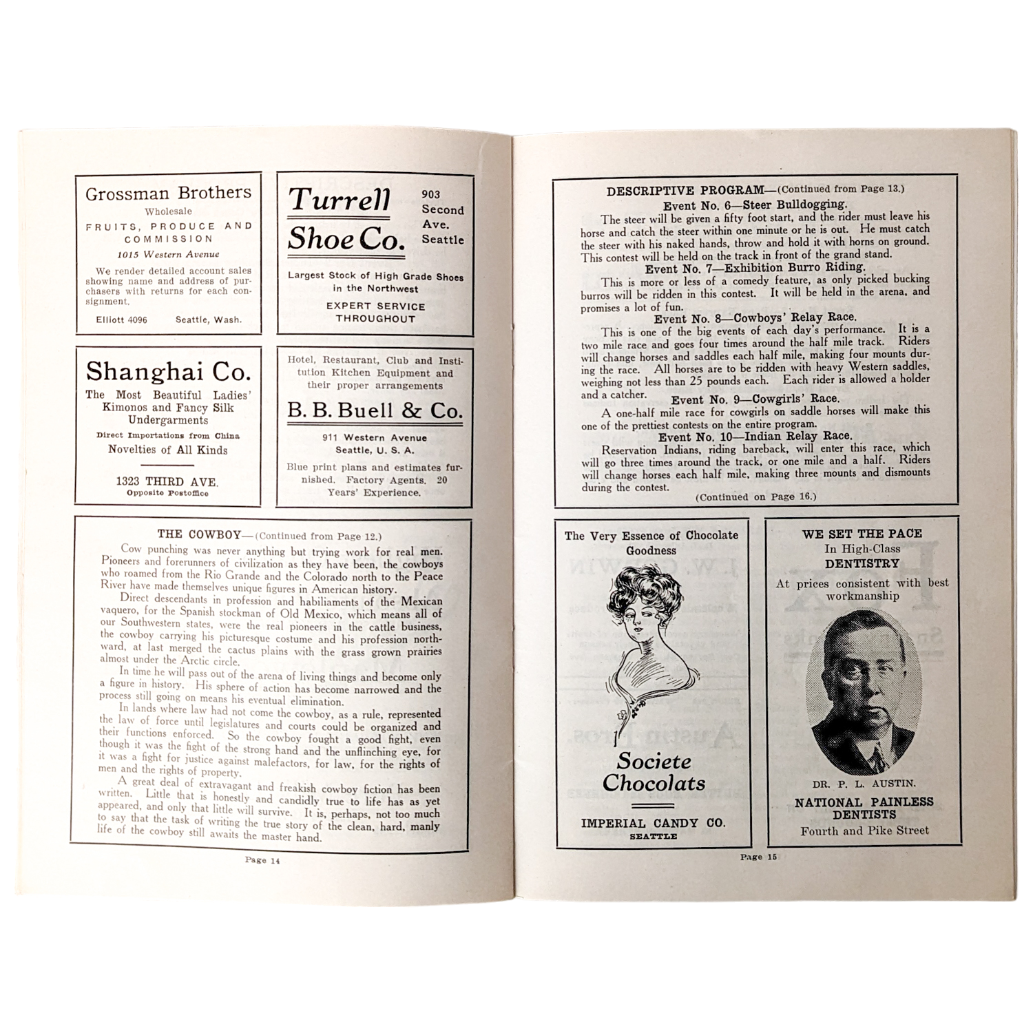 Antique Seattle Rodeo Program from 1915