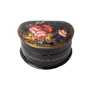 Vintage Hand Painted Russian Floral Lacquer Box