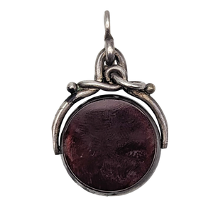 Antique Sterling Silver Bloodstone & Carnelian Spinning Watch Fob