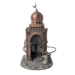 Antique Austrian Cold Painted Bronze Mosque Lamp