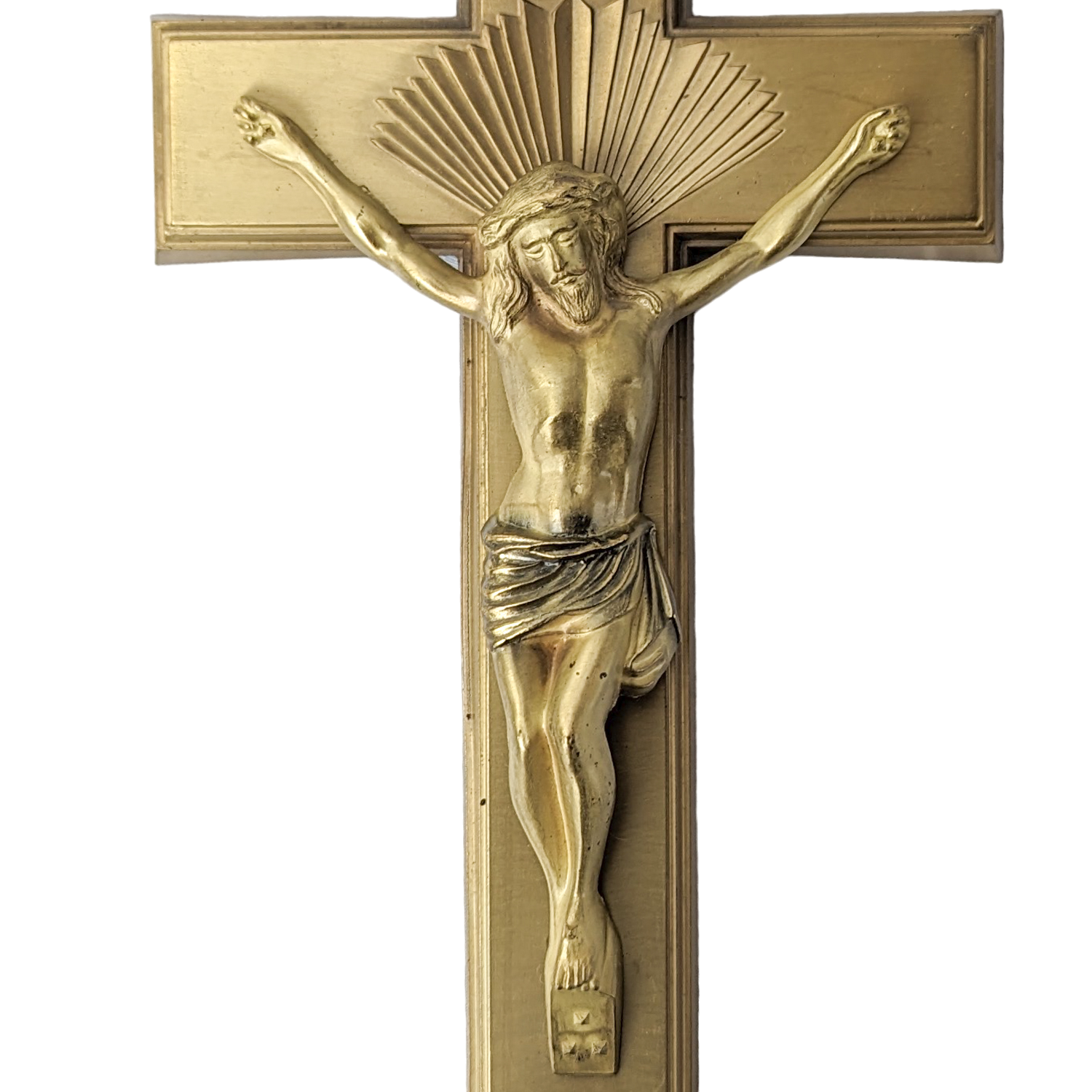 Vintage Cast Brass Casket Crucifix