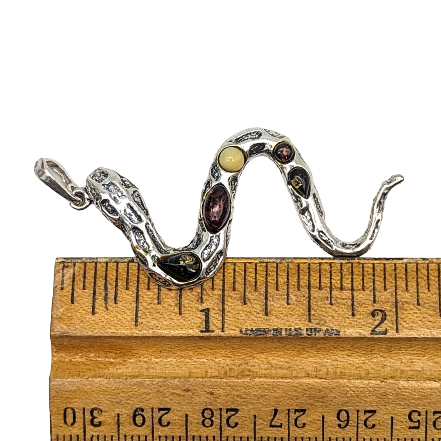 Sterling Silver Baltic Amber Snake Pendant