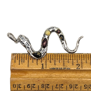 Sterling Silver Baltic Amber Snake Pendant