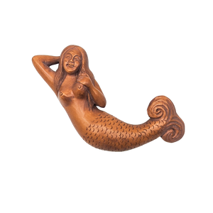 Hand Carved Boxwood Mermaid Netsuke Figurine