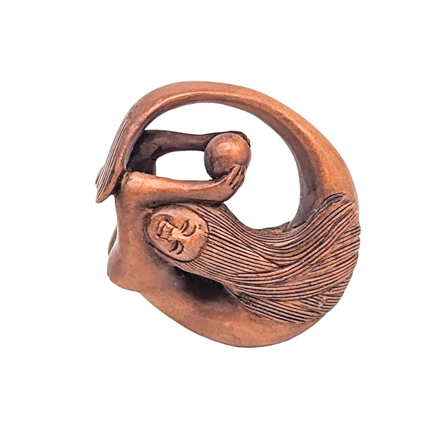 Hand Carved Boxwood Mermaid Netsuke