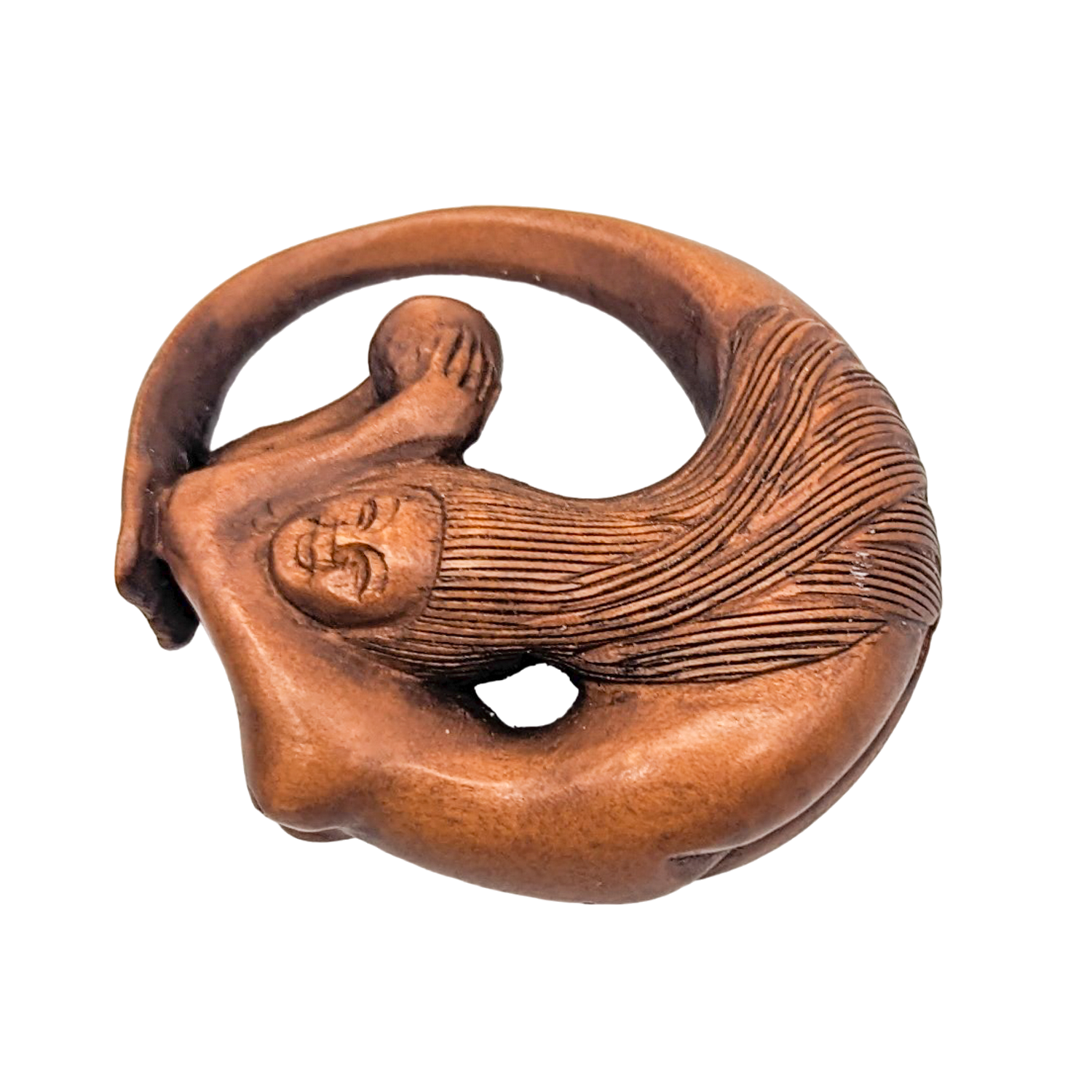 Hand Carved Boxwood Mermaid Netsuke