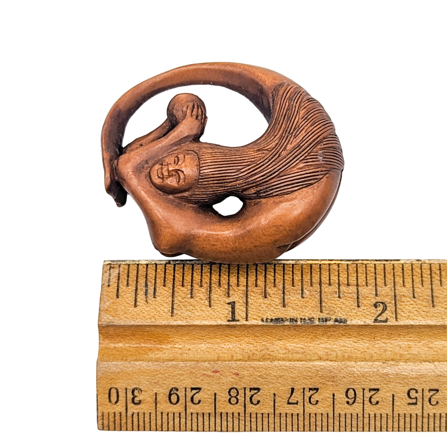 Hand Carved Boxwood Mermaid Netsuke