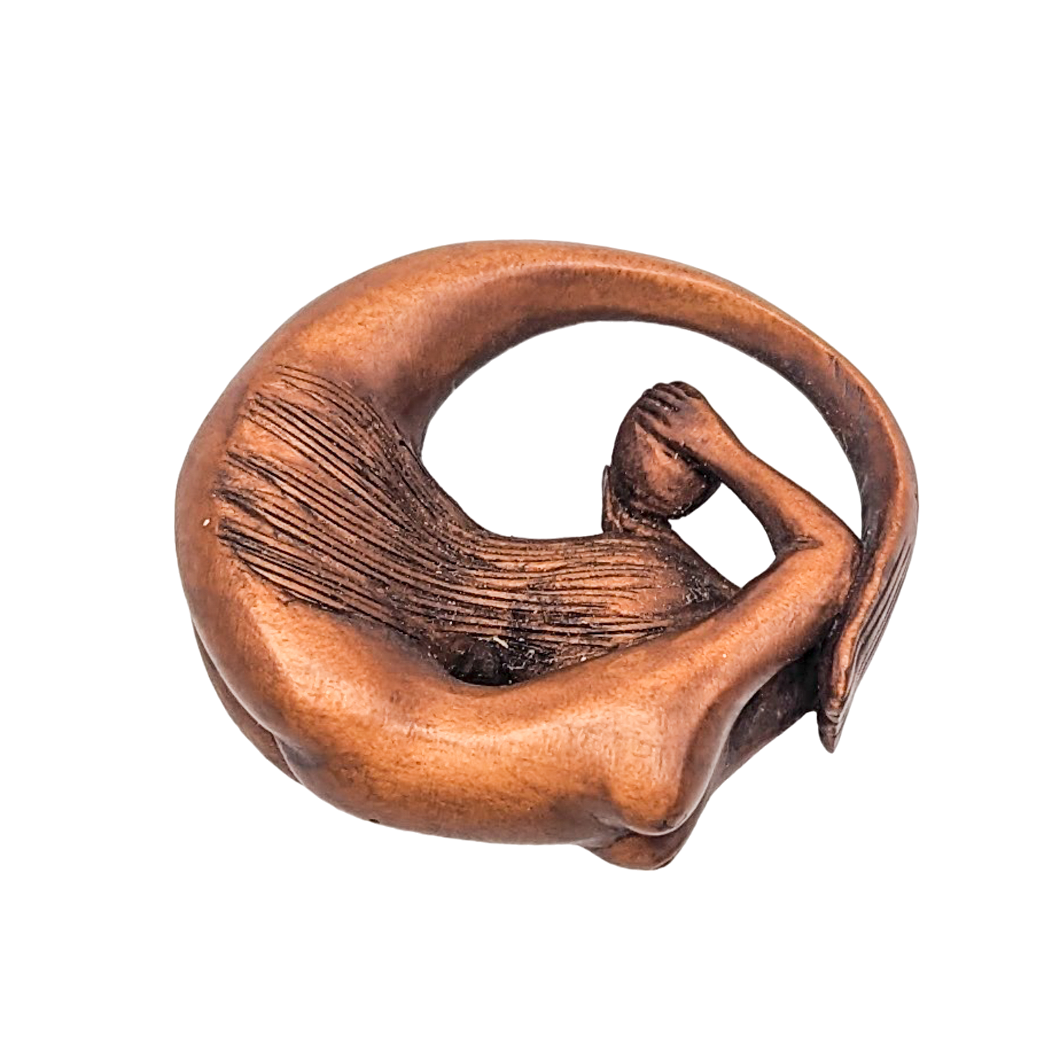 Hand Carved Boxwood Mermaid Netsuke