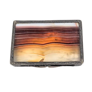 Antique Victorian Agate Lid Snuff Box