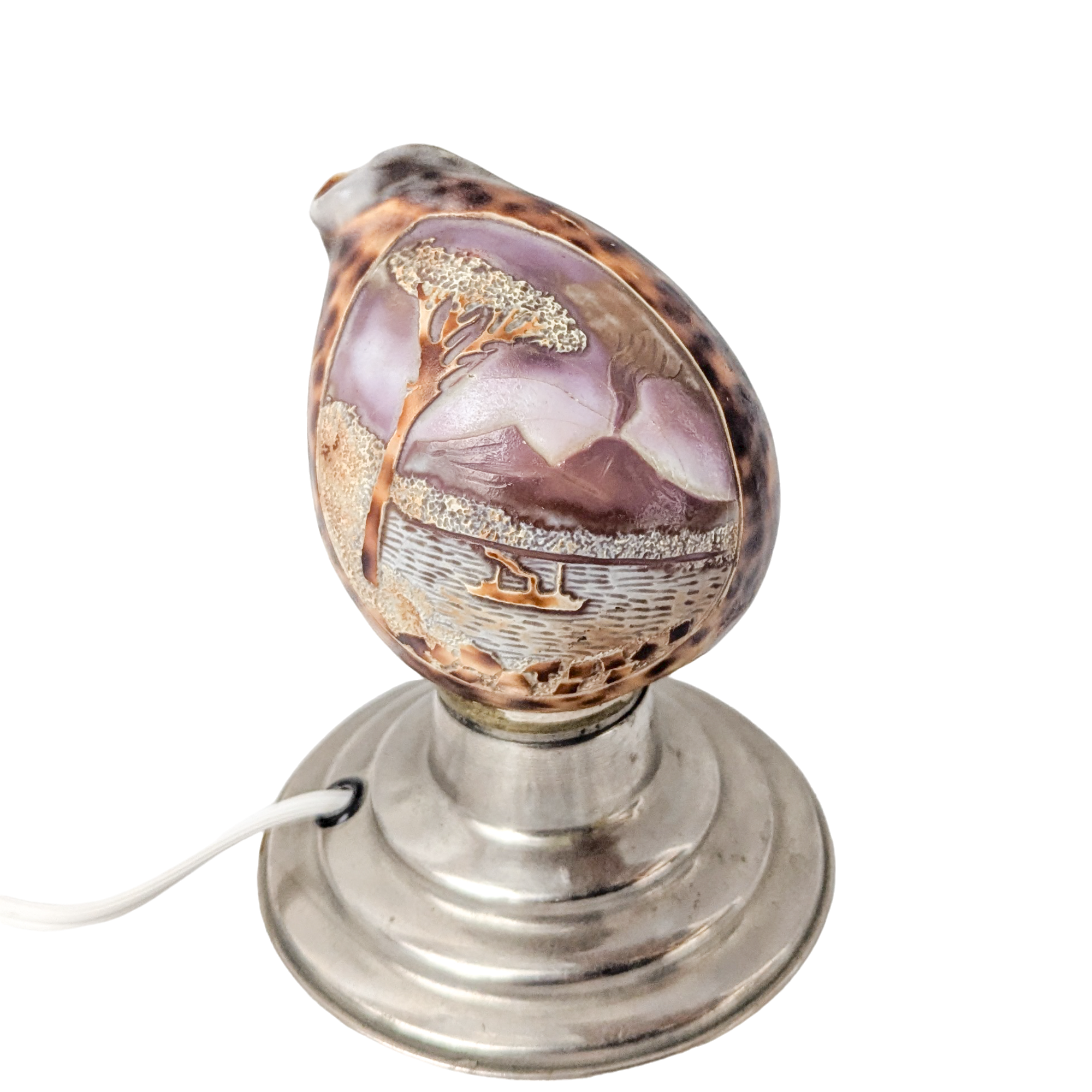 Vintage Hand Carved Cameo Shell Lamp