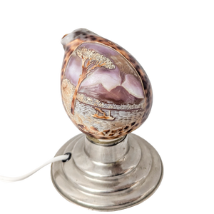 Vintage Hand Carved Cameo Shell Lamp