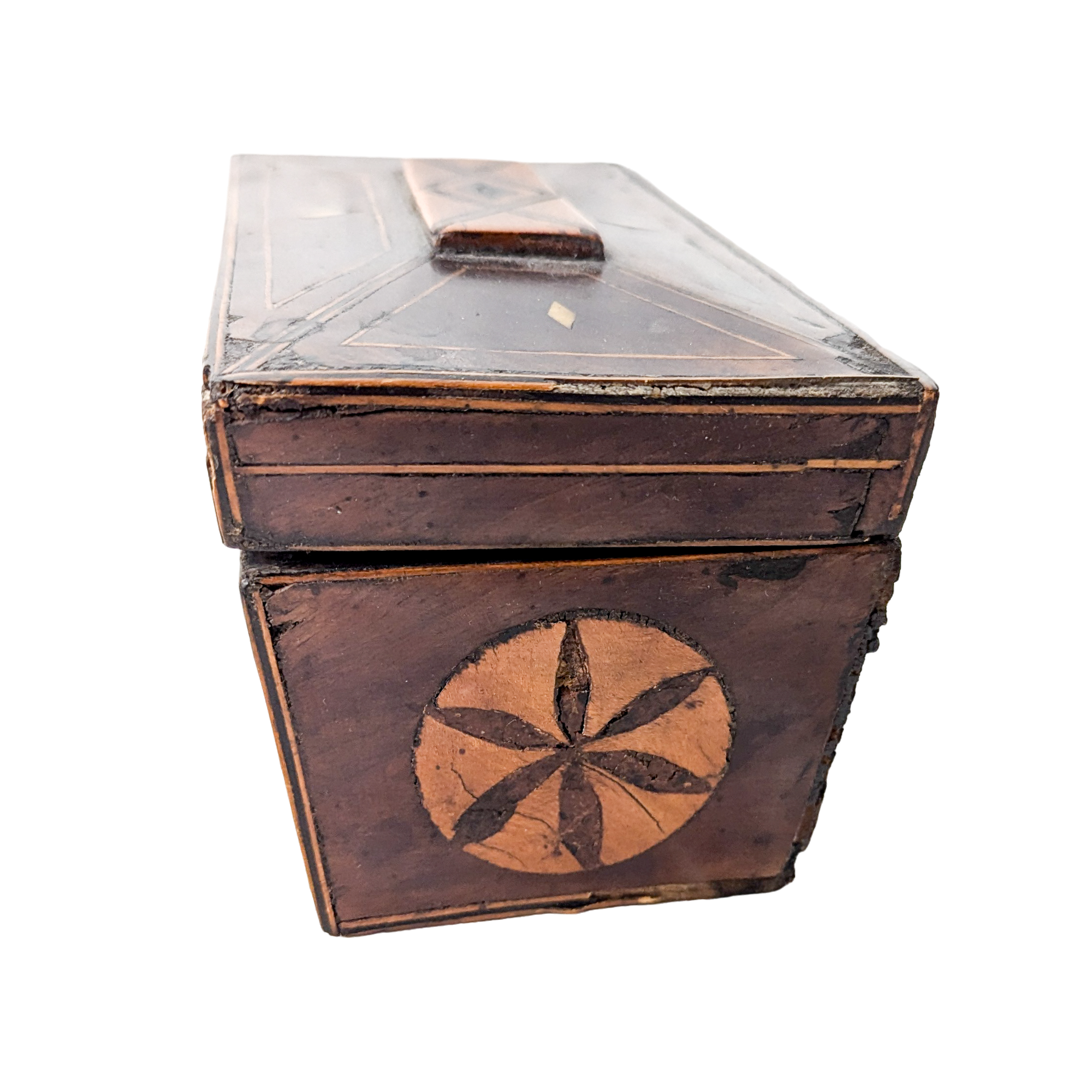 Antique Georgian Inlaid Wood Tea Caddy