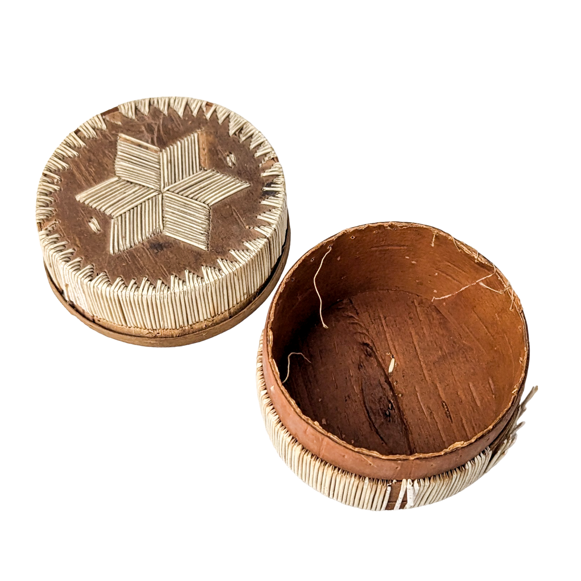 Vintage Ojbwe Birch Bark & Porcupine Quill Box