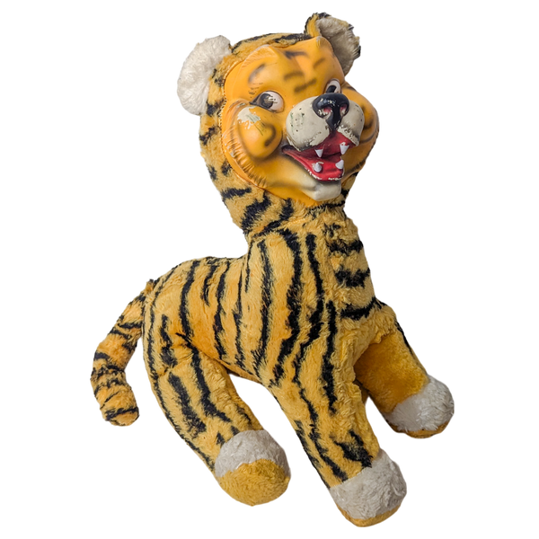 Vintage 1950s Rubber Face Giant Tiger Plush Toy