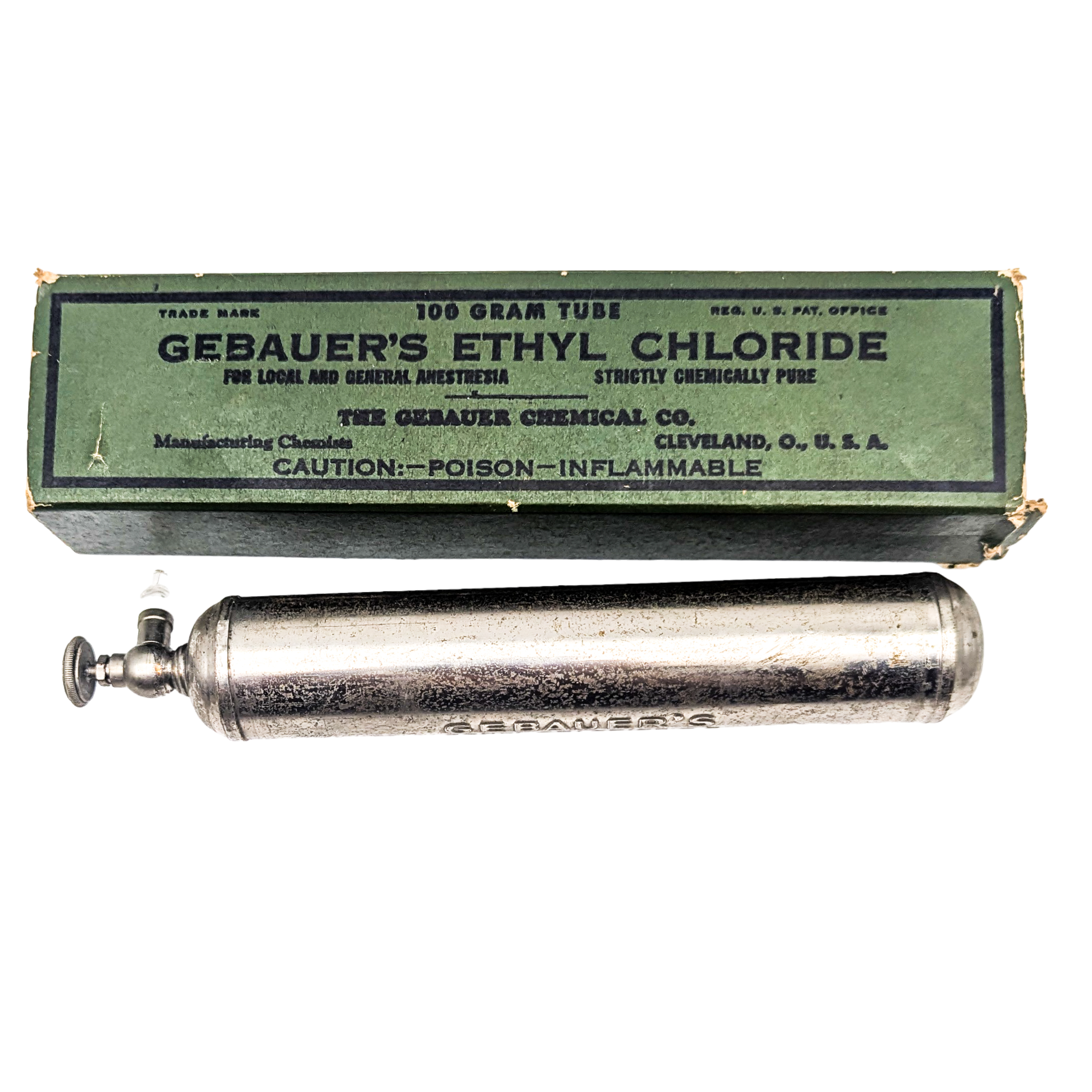 Antique Gebauer's Ethyl Chloride 100 Gram Tube