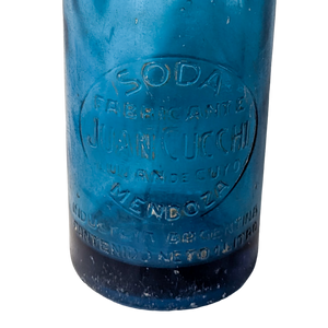 Antique Argentine Blue Glass Soda Spritzer Bottle