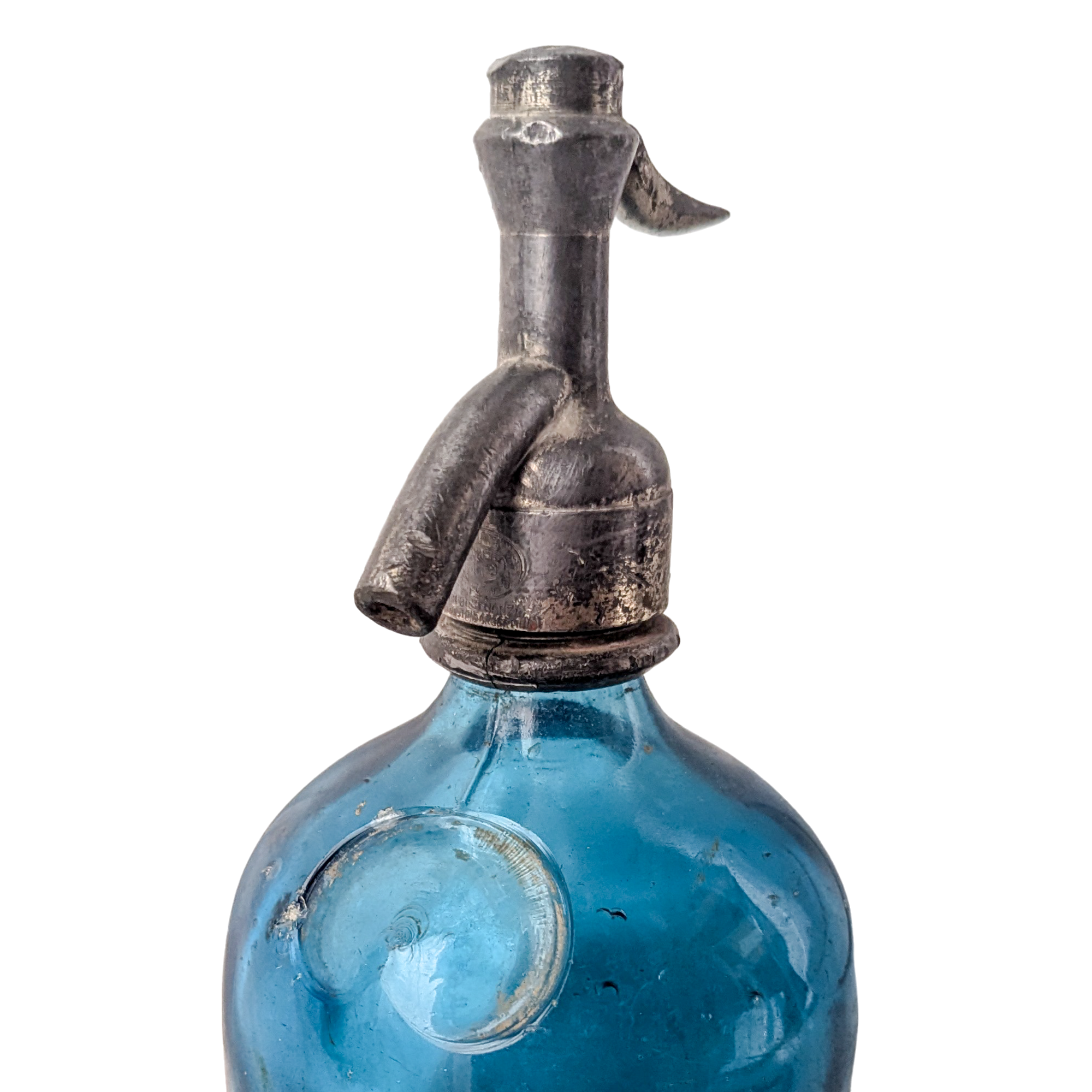 Antique Argentine Blue Glass Soda Spritzer Bottle