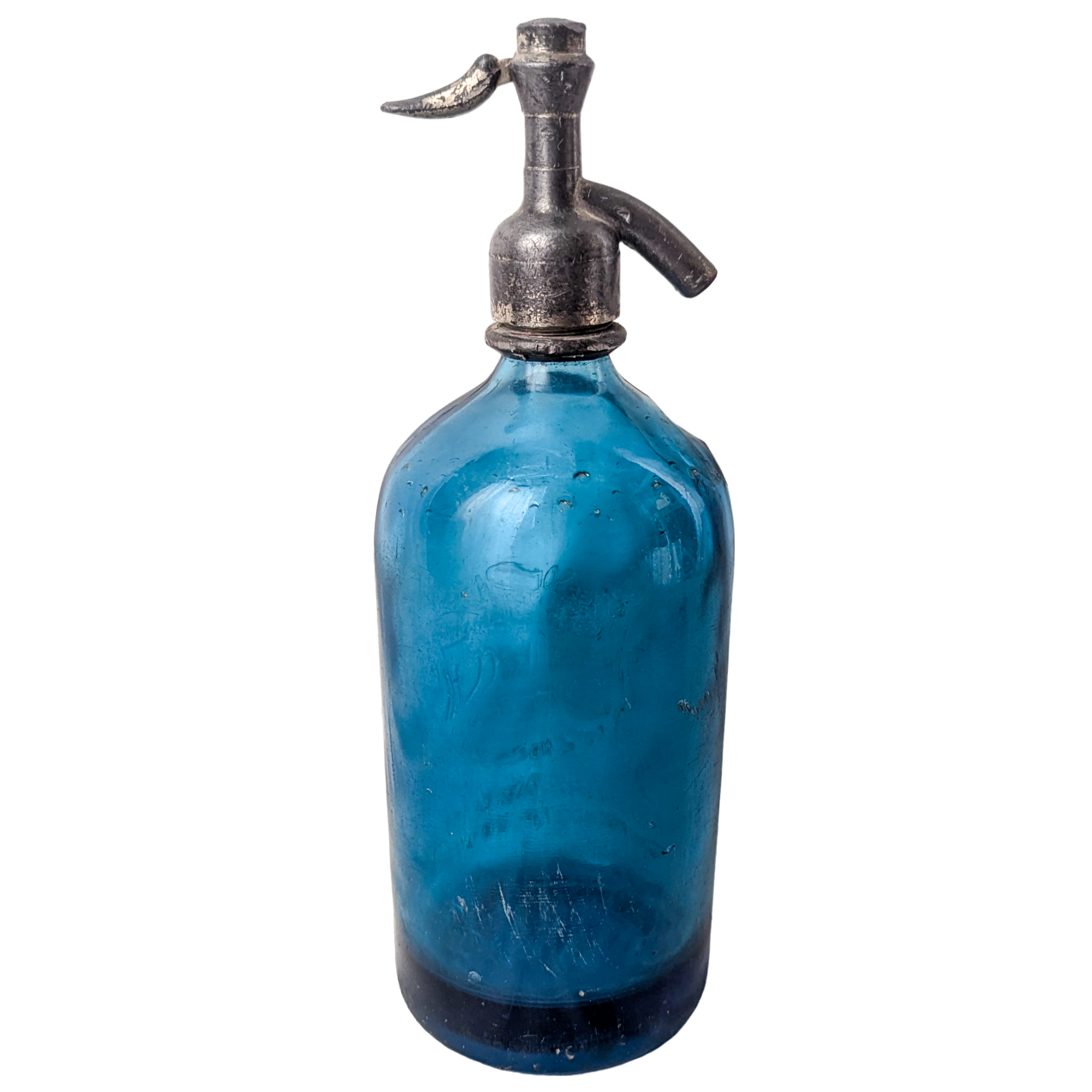 Antique Argentine Blue Glass Soda Spritzer Bottle