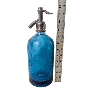 Antique Argentine Blue Glass Soda Spritzer Bottle