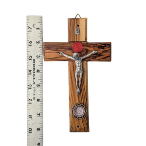 Vintage Olive Wood Reliquary Crucifix