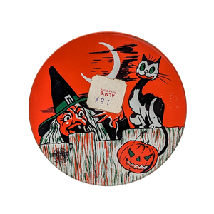 Vintage Halloween Tin Witch & Black Cat Noisemaker