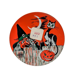 Vintage Halloween Tin Witch & Black Cat Noisemaker