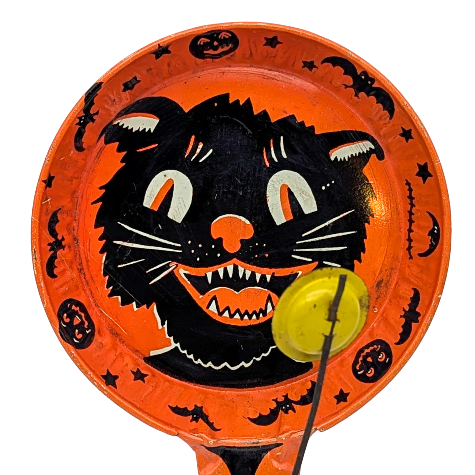 Vintage 1950s Tin Litho Black Cat Clanger Noisemaker