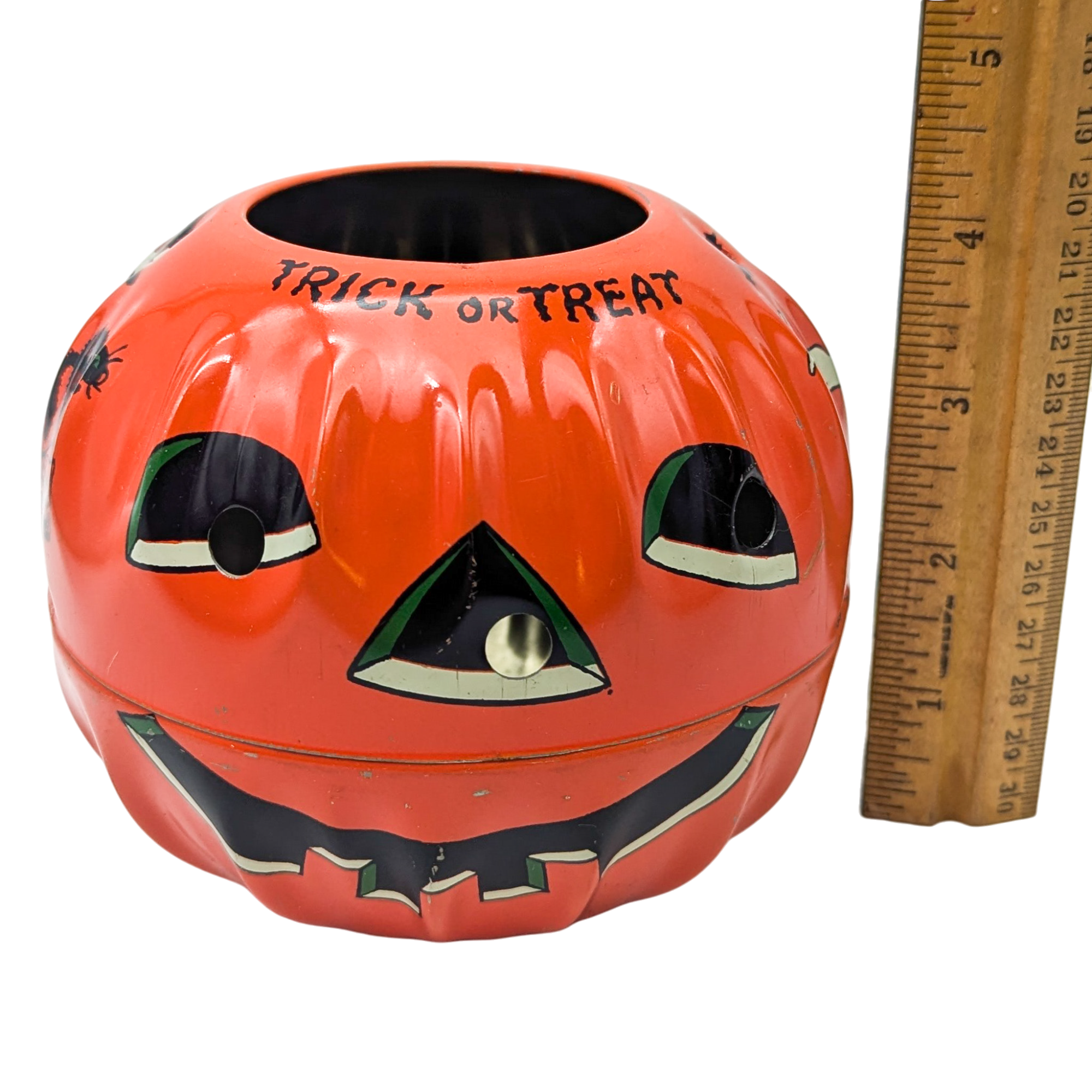 Vintage 1950s Tin Litho Jack O'Lantern Halloween Pail