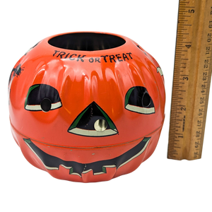 Vintage 1950s Tin Litho Jack O'Lantern Halloween Pail