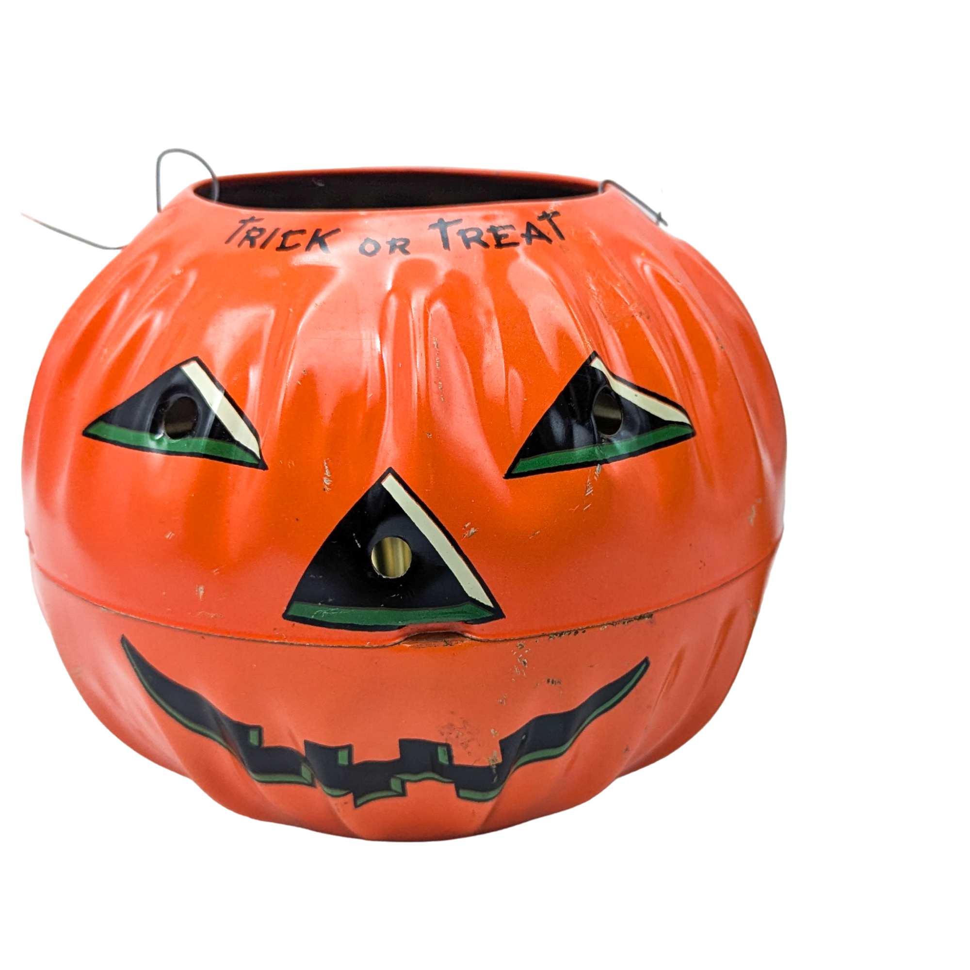 Vintage 1950s Tin Litho Jack O'Lantern 5" Halloween Pail