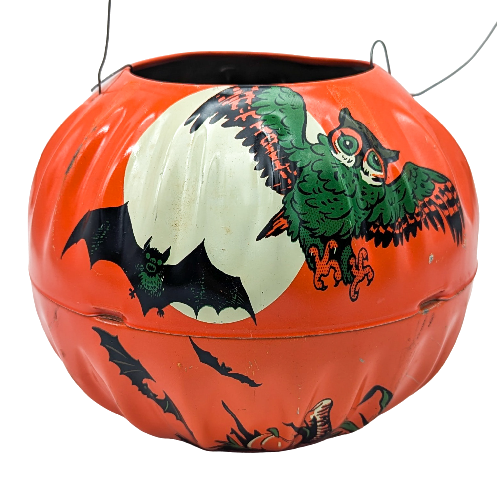 Vintage 1950s Tin Litho Jack O'Lantern 5" Halloween Pail