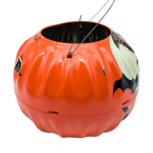 Vintage 1950s Tin Litho Jack O'Lantern 5" Halloween Pail