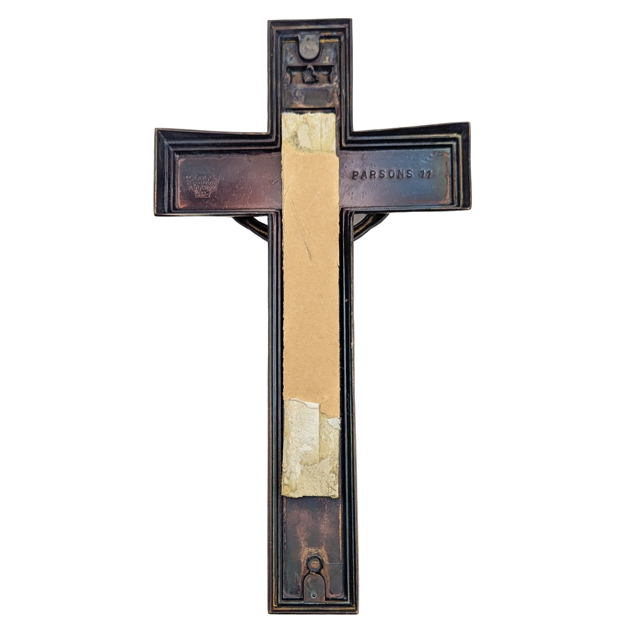 Vintage Copper Cast Metal Casket Funerary Crucifix